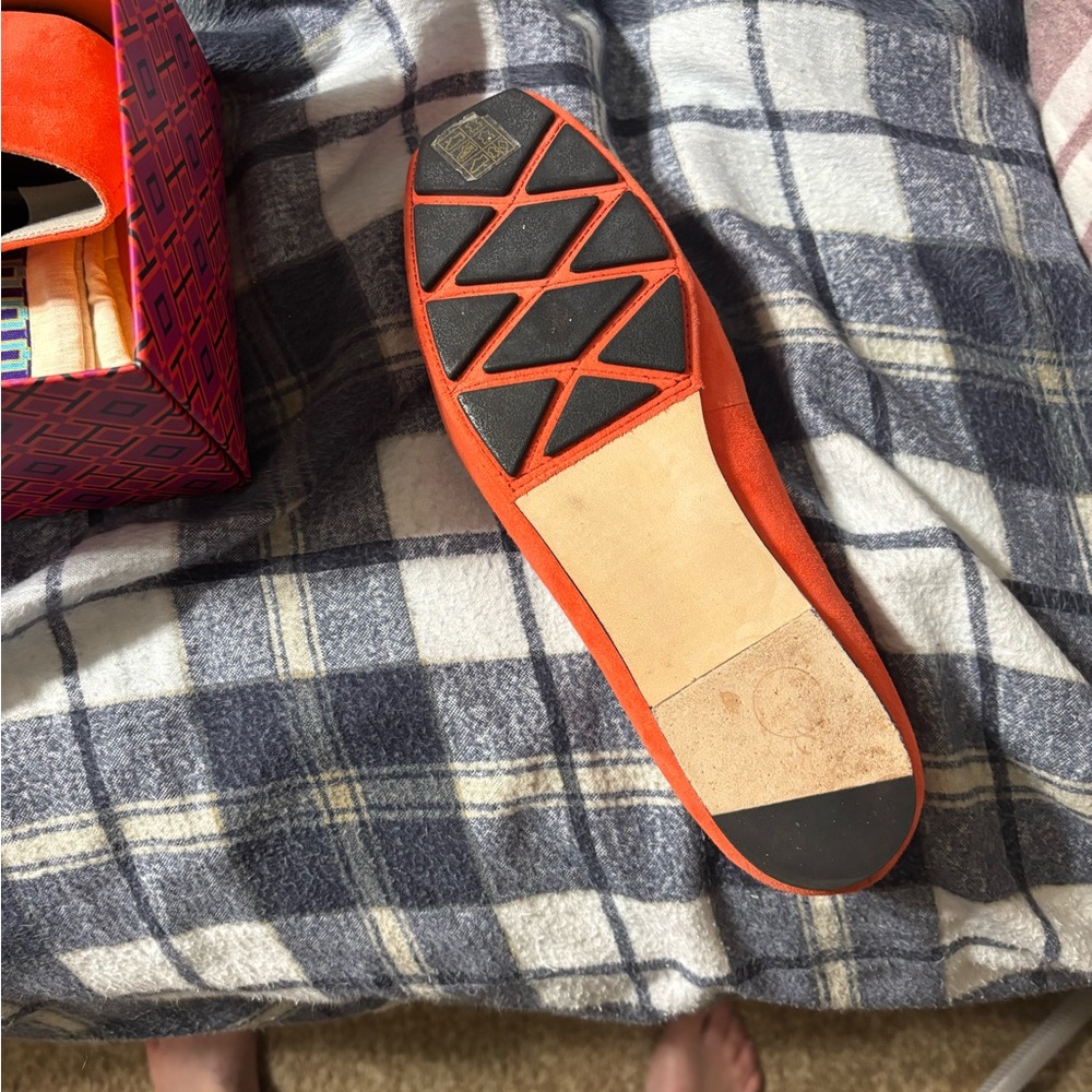Tory Burch Poppy Red Kid Suede Flats - Picture 4 of 5